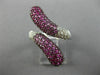 ESTATE WIDE 2.76CT DIAMOND & AAA PINK SAPPHIRE 18K WHITE & BLACK GOLD SNAKE RING