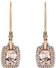 3.46CT DIAMOND & AAA MORGANITE 18KT ROSE GOLD CUSHION & ROUND HANGING EARRINGS