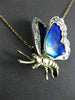 ANTIQUE .25CT DIAMOND 14KT TWO TONE GOLD 3D ENAMEL BUTTERFLY NECKLACE #23628