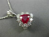 ESTATE LARGE 3.12CT DIAMOND & RUBY 18K WHITE GOLD TRILLION HALO FLOATING PENDANT