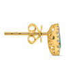 .88CT DIAMOND AAA EMERALD 14KT YELLOW GOLD PEAR SHAPE & ROUND HALO STUD EARRINGS