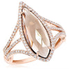 LARGE 3.07CT DIAMOND & AAA SMOKY TOPAZ 14KT ROSE GOLD MARQUISE 3 ROW HALO RING