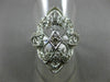 ESTATE LARGE .52CT DIAMOND 14KT WHITE GOLD 3D OPEN FILIGREE MARQUISE FLOWER RING