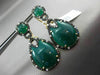 ESTATE LARGE 1.15CT DIAMOND & GREEN AGATE 14K YELLOW GOLD 3D PEAR SHAPE EARRINGS