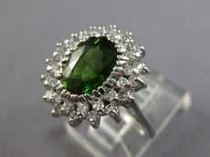 LARGE 2.60CT DIAMOND & AAA INTENSE PERIDOT 14K WHITE GOLD ENGAGEMENT RING #28312