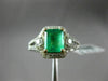 ESTATE 1.77CT DIAMOND & AAA EMERALD 14KT 2 TONE GOLD SQUARE HALO ENGAGEMENT RING