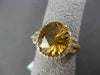 ESTATE LARGE 4.35CT DIAMOND & AAA EXTRA FACET CITRINE 14KT WHITE GOLD HALO RING