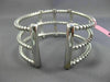 ESTATE LARGE .65CT DIAMOND 14KT WHITE GOLD MULTI ROW OPEN SQUARE BANGLE BRACELET