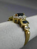ESTATE .98CT DIAMOND & SAPPHIRE 14KT WHITE & YELLOW GOLD 3D HALO ENGAGEMENT RING