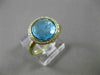 ESTATE 3.90CT ROUND DIAMOND & AAA BLUE TOPAZ 18KT YELLOW GOLD 3D ROUND HALO RING