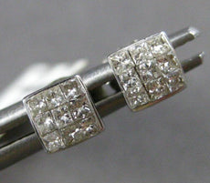 ESTATE .25CT DIAMOND 14KT WHITE GOLD 3D PRINCESS INVISIBLE SQUARE STUD EARRINGS