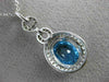 ESTATE 3.10CT DIAMOND & AAA BLUE TOPAZ 14K WHITE GOLD OVAL HALO FLOATING PENDANT