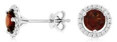 1.46CT DIAMOND & AAA GARNET 14K WHITE GOLD ROUND SOLITAIRE MARTINI STUD EARRINGS