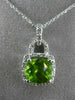 ESTATE 2.15CT DIAMOND & PERIDOT 14K WHITE GOLD SQUARE LOVE KNOT FLOATING PENDANT