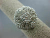 ESTATE LARGE 1.47CT DIAMOND 18K WHITE GOLD CLASSIC FLOWER HEART SHAPED LOVE RING