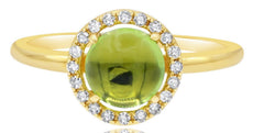 1.75CT DIAMOND & AAA PERIDOT 14KT YELLOW GOLD 3D CLASSIC ROUND HALO FLOWER RING