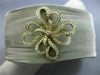 ESTATE WIDE .62CT DIAMOND 18K GOLD & STAINLESS STEEL FLOWER MESH BANGLE BRACELET