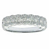 ESTATE WIDE .82CT DIAMOND 18K WHITE GOLD THREE ROW SEMI WEDDING ANNIVERSARY RING