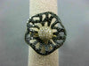 ESTATE LARGE 1.32CT WHITE & BLACK DIAMOND 14K YELLOW & BLACK GOLD 3D FLOWER RING