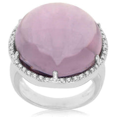 .50CT DIAMOND & AAA AMETHYST 14KT WHITE GOLD ROUND DOME SHAPE HALO CLASSIC RING