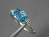 ESTATE 1.0CT DIAMOND & AAA BLUE TOPAZ 14K WHITE GOLD 3D CLUSTER RECTANGULAR RING