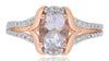 1.58CT DIAMOND & AAA PINK AMETHYST 14K ROSE GOLD 3D OVAL & ROUND FRIENDSHIP RING