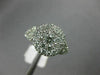 ESTATE WIDE 1.18CT ROUND DIAMOND 18KT WHITE GOLD 3D CLUSTER PAVE ENGAGEMENT RING