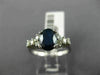 ESTATE 1.85CT DIAMOND & AAA OVAL CUT SAPPHIRE 14KT WHITE GOLD 3D ENGAGEMENT RING
