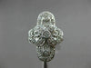 ESTATE WIDE .50CT DIAMOND 14KT WHITE GOLD 3D OPEN FILIGREE 3 STONE FLOWER RING