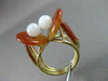 ANTIQUE WIDE 14KT YELLOW GOLD ONYX & WHITE QUARTZ DOUBLE EYE LUCKY RING #22336