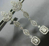 ESTATE LARGE 2.57CT ROUND & BAGUETTE DIAMOND 14K WHITE GOLD LEAF SQUARE EARRINGS