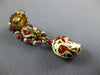 ANTIQUE ROSE CUT DIAMOND & RUBY PEARL ENAMEL 22K YELLOW GOLD 3D HANGING EARRINGS