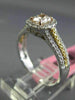 ESTATE GIA .86CT DIAMOND 18K TRI COLOR GOLD SQUARE FILIGREE HALO ENGAGEMENT RING