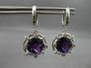 ESTATE LARGE 7.20CTW DIAMOND & AMETHYST 14KT WHITE GOLD ETOLIE HANGING EARRINGS