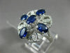 ESTATE LARGE 2.48CT DIAMOND & SAPPHIRE 18K WHITE GOLD 3D SQUARE FLOWER LOVE RING