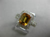 ESTATE  2.14CT DIAMOND & AAA CITRINE 14KT WHTIE GOLD DOUBLE HALO ENGAGEMENT RING
