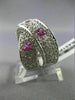 ESTATE LARGE 4CT ROUND DIAMOND & AAA PINK SAPPHIRE 14K WHITE GOLD 3D LOVE X RING