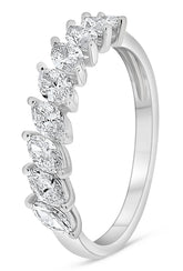 .90CT DIAMOND 14KT WHITE GOLD 3D MARQUISE SEMI ETERNITY WEDDING ANNIVERSARY RING