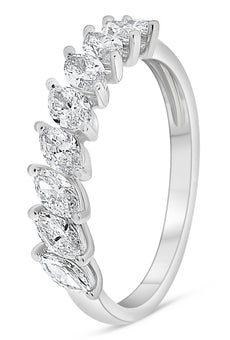 .90CT DIAMOND 14KT WHITE GOLD 3D MARQUISE SEMI ETERNITY WEDDING ANNIVERSARY RING
