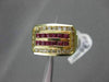 ESTATE 1.40CTW ROUND DIAMOND & AAA RUBY 14KT YELLOW GOLD SQUARE COCKTAIL RING