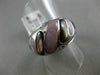 ESTATE WIDE .31CT DIAMOND 14KT WHITE GOLD AAA MOTHER OF PEARL 3D COCKTAIL RING