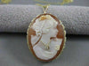 ANTIQUE HABILLE EURO DIAMOND 14K YELLOW GOLD SHELL CAMEO PIN PEDANT ITALY #20632