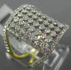 ESTATE LARGE 1.16CT DIAMOND 14KT WHITE & YELLOW GOLD MULTI ROW RECTANGULAR RING