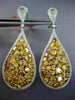 LARGE 11.85CT WHITE & FANCY YELLOW DIAMOND 18K 2 TONE GOLD PEAR HANGING EARRINGS