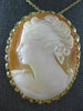 ESTATE LARGE 14KT YELLOW GOLD CLASSIC OLD MINE LADY CAMEO PENDANT BROOCH #20164