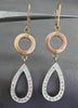 ESTATE LARGE .46CT DIAMOND 14KT WHITE & ROSE GOLD 3D PEAR DROP HANGING EARRINGS