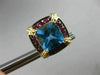 ESTATE LARGE 6.36CT BLUE TOPAZ & RUBY 14KT YELLOW GOLD FILIGREE CLIP ON EARRINGS