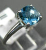ESTATE 1.20CT AAA BLUE TOPAZ 14KT WHITE GOLD 3D SQUARE SOLITAIRE PROMISE RING