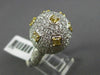 EXTRA LARGE 3.50CT WHITE & INTENSE YELLOW DIAMOND 18KT WHITE GOLD PAVE DOME RING