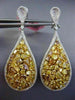 LARGE 11.85CT WHITE & FANCY YELLOW DIAMOND 18K 2 TONE GOLD PEAR HANGING EARRINGS